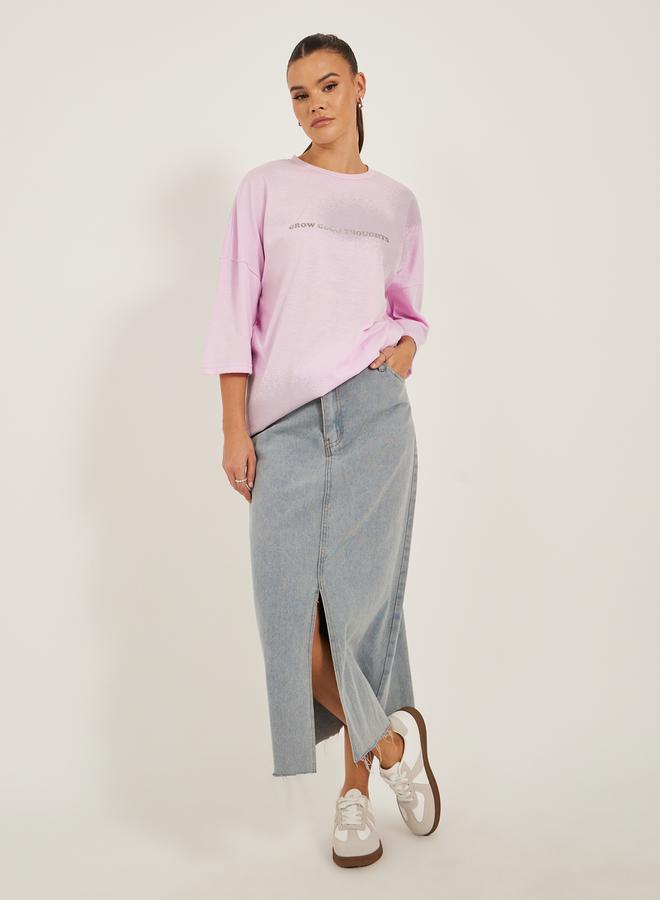 Styli Oversized Graphic Print T-Shirt with Dropped Shoulders  - Image 2