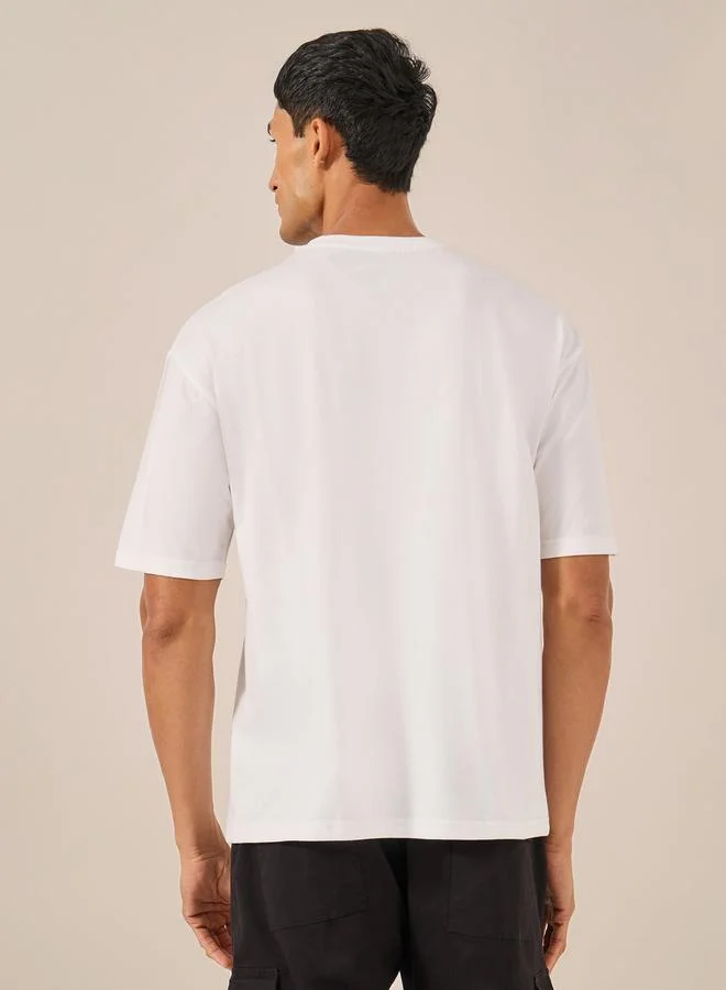 Styli Panda Graphic Print Pocket Detail Oversized T-Shirt