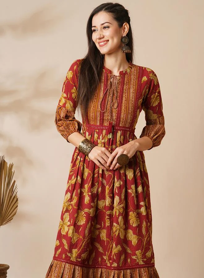 globus Floral Print Midi Dress