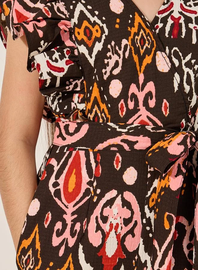 Styli All-Over Print Waist Tie-Up Jumpsuit