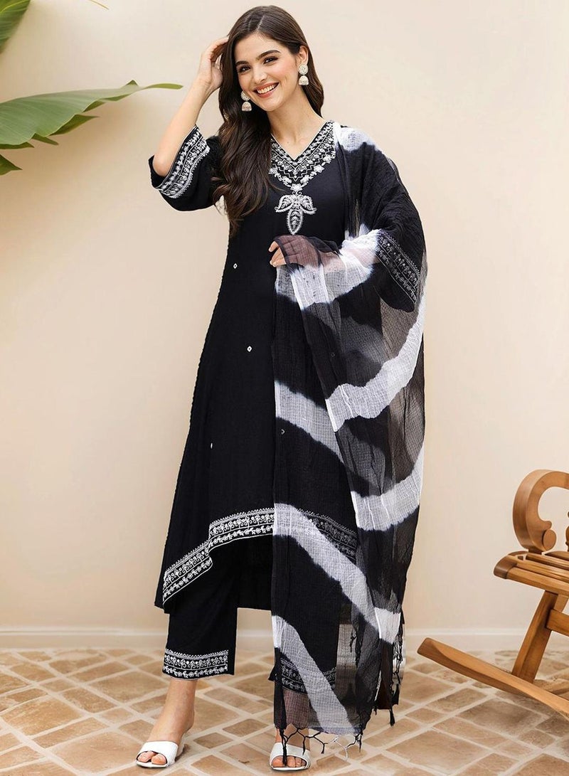 Women Black Rayon Kurta Sets 3pcs sets - zsku/Z6C2581FA33FBFAC91F01Z-3/45/1741086778/ea4e05cc-dffe-4aad-ae53-36fd465dbc99