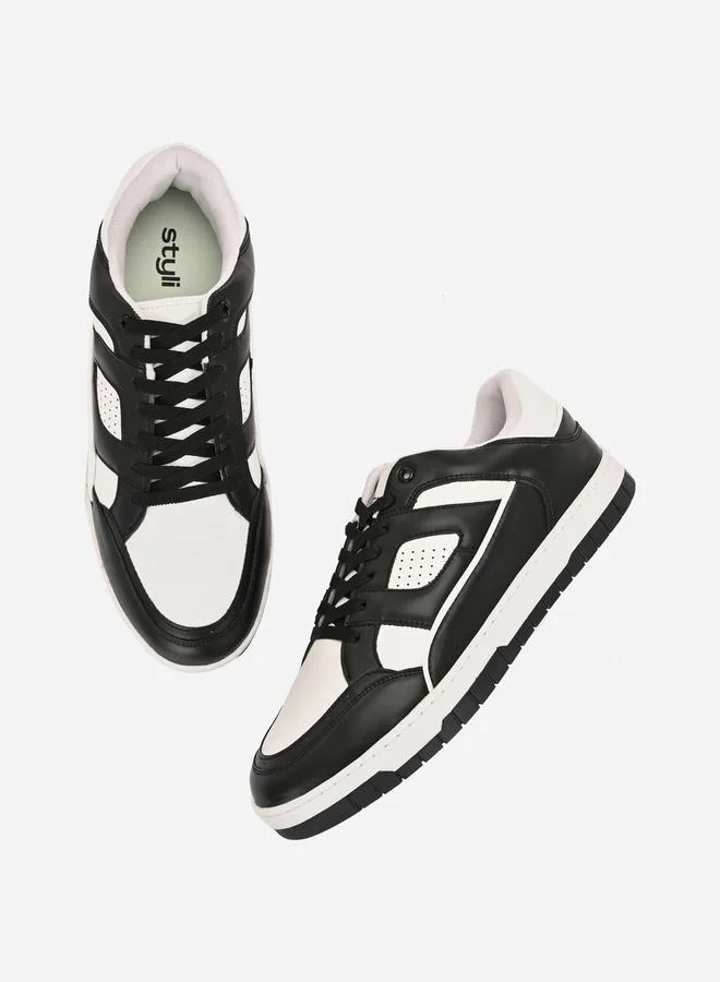Styli Color Block Court Lace Up Sneakers