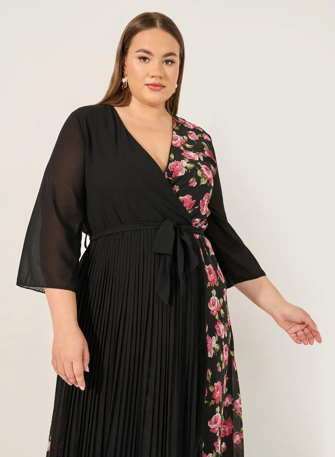 Styli Floral Panel Maxi Dress
