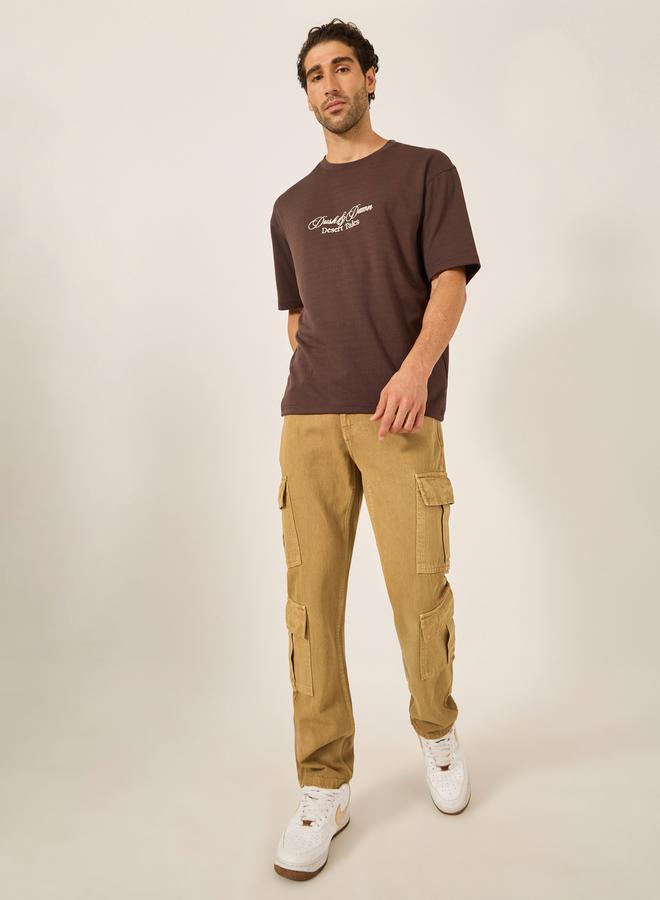 Styli Overdyed Mid Wash Cargo Bootcut Jeans  - Image 2