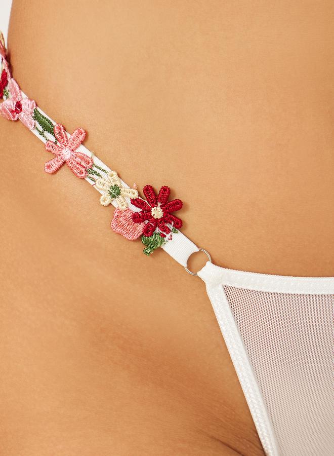 Styli MULTI COLOUR FLORAL APPLIQUE NPW CORSET BRA and THONG SET  - Image 5