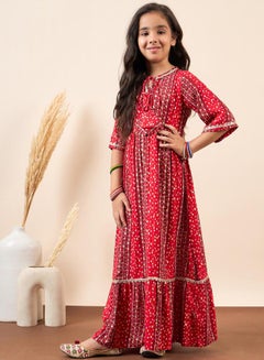 Stylo Bug All Over Print Tie-Up Neck A-Line Maxi Dress by Styli  - Image 3