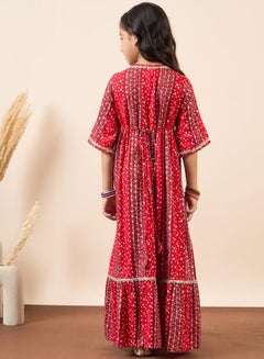 Stylo Bug All Over Print Tie-Up Neck A-Line Maxi Dress by Styli  - Image 1