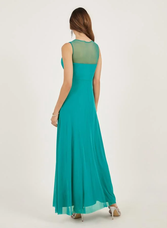 Styli Embellished Teal Gown Dress
