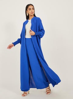 Styli Bishop Sleeve Buttoned Longline Shirt with Wide Leg Pants Set  - Image 2