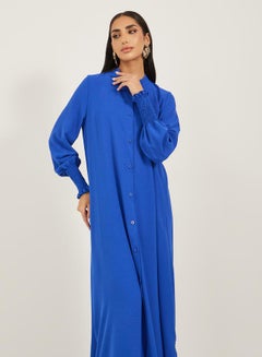 Styli Bishop Sleeve Buttoned Longline Shirt with Wide Leg Pants Set  - Image 4