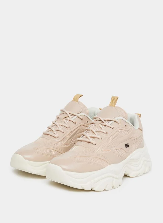 ستايلي Textured Web Design Chunky Sneakers