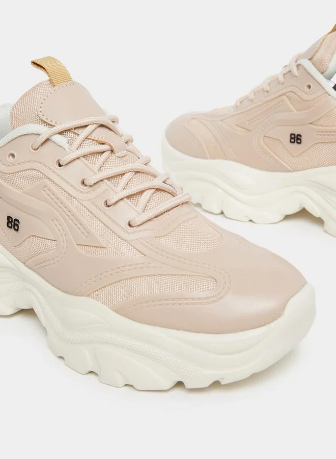 ستايلي Textured Web Design Chunky Sneakers