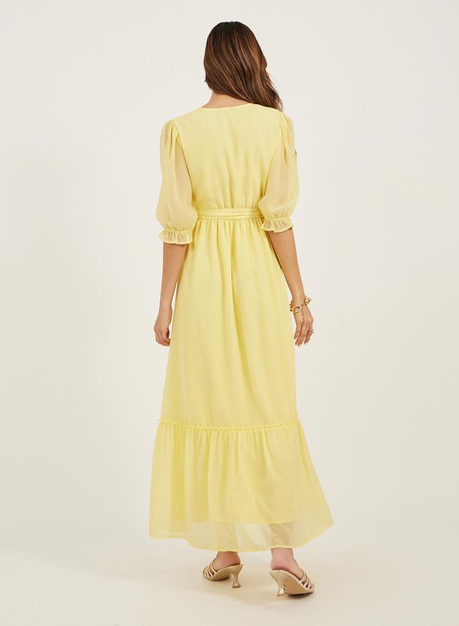 Styli Plain Half Sleeves A-line Maxi Dress - Image 5