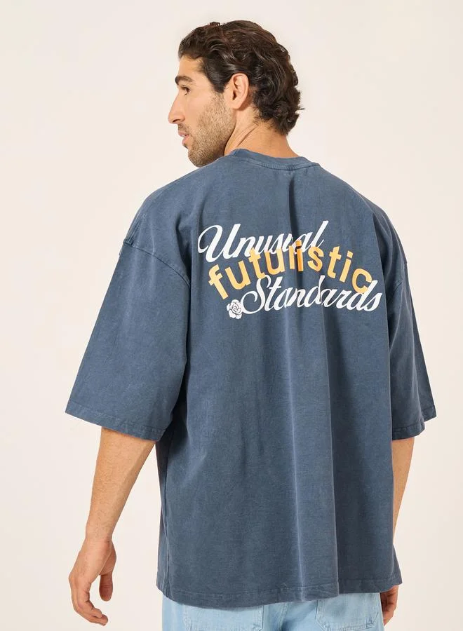 Styli Back Print Acid Washed Boxy T-Shirt