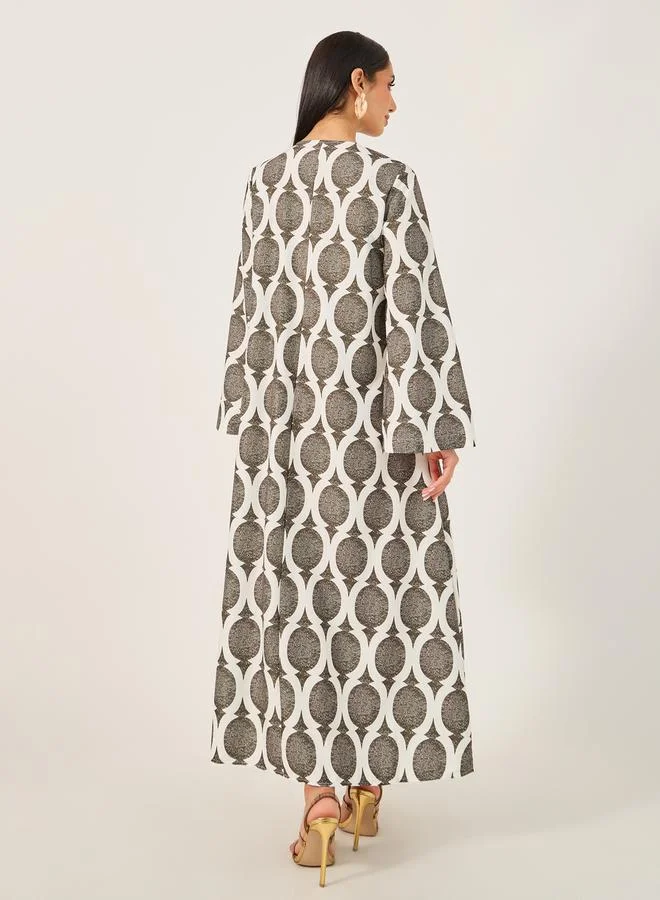 Take Two All-Over Printed Lace Detail Jalabiya by Styli