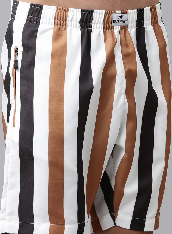 بوشيرت Striped Regular Fit Shirt and Shorts Co-Ords by Styli