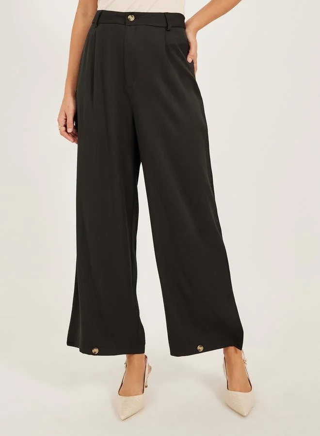 Styli Mid Rise Tapered Fit Wide Leg Pants