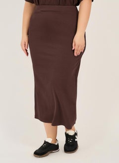 Styli Plus Size Rib Knit A-Line Maxi Skirt  - Image 2