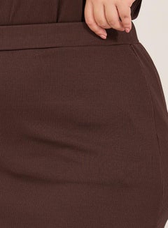 Styli Plus Size Rib Knit A-Line Maxi Skirt  - Image 3