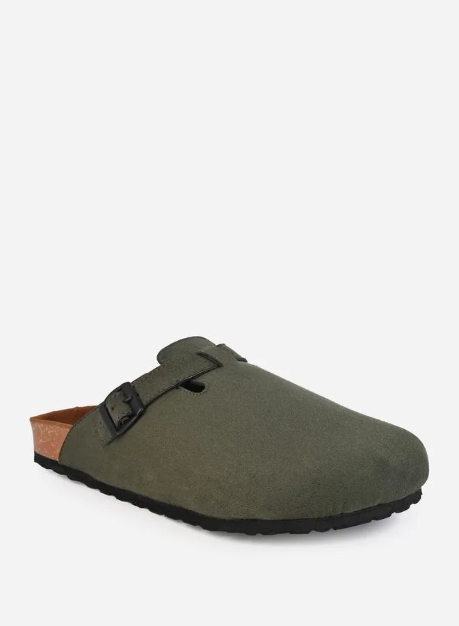 Styli Styli Suede Clogs With Buckle Detail