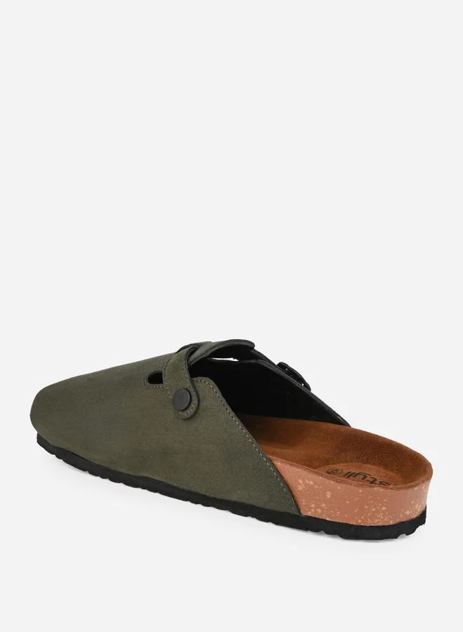 Styli Styli Suede Clogs With Buckle Detail