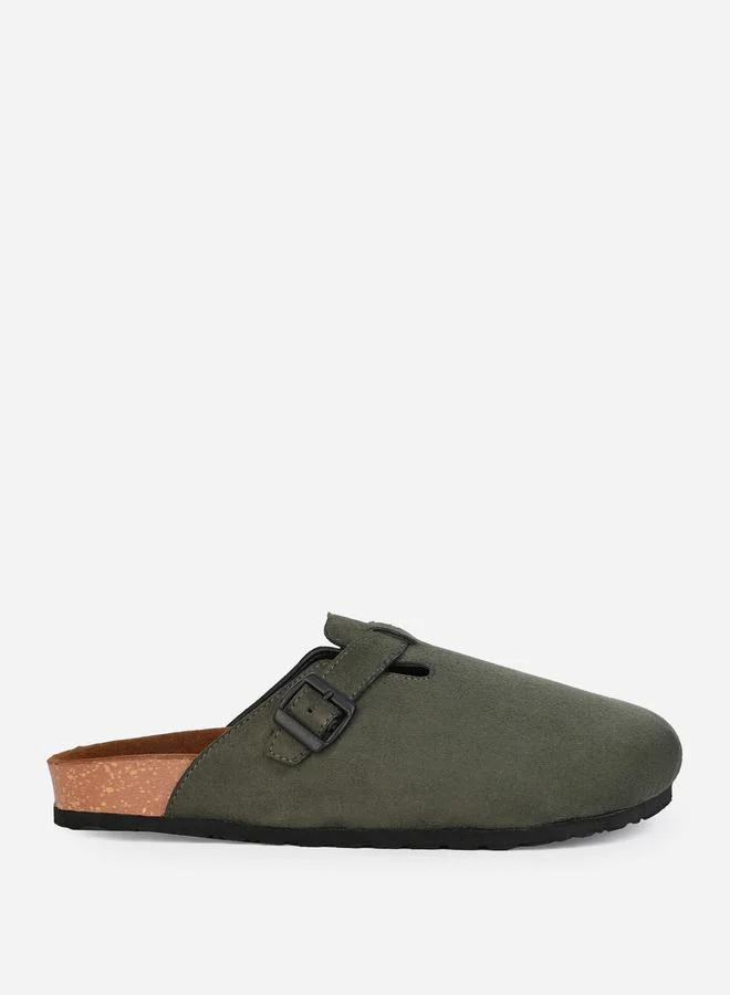 Styli Styli Suede Clogs With Buckle Detail