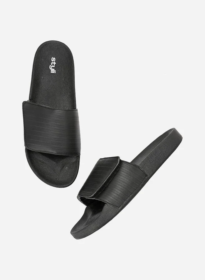 ستايلي Velcro Strap Thick Band Slides