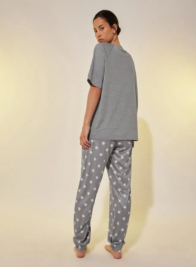 Take Two Round Neck Short Sleeve T-Shirt and Joggers Set