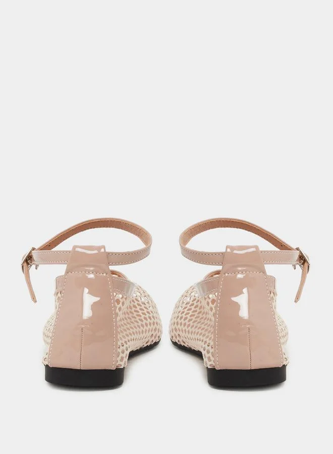 Styli Plain Ankle Strap Net Casual Shoes