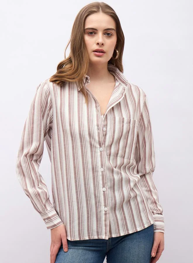 ستايلي Striped Spread Collar Regular Fit Shirt