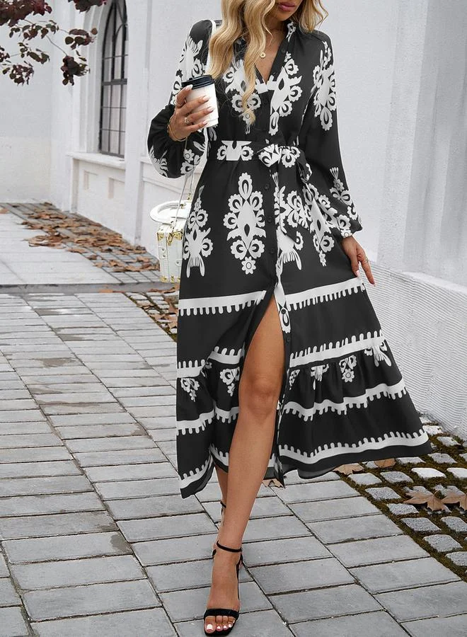 Take Two Patterned Tiered Dress