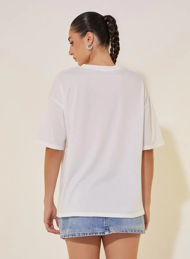 Take Two Graphic Print Round Neck Oversized T-Shirt