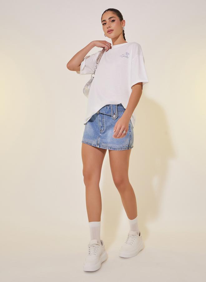 Take Two Graphic Print Round Neck Oversized T-Shirt  - Image 2