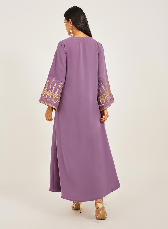 Maxim Creation Embroidered V-Neck Flared Kaftan by Styli  - Image 5