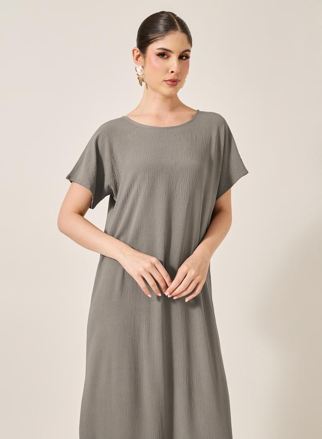 Styli Solid Round Neck Abaya Inner Dress  - Image 3
