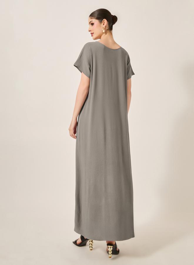 Styli Solid Round Neck Abaya Inner Dress  - Image 5