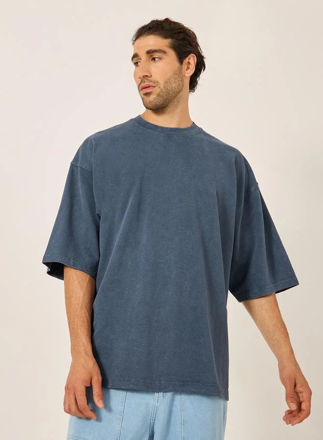 Styli Back Print Acid Washed Boxy T-Shirt