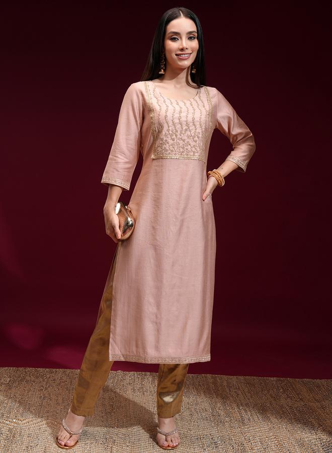 فيشود كورتا مطرز بالزهور بياقة مطرزة بالترتر - Image 2