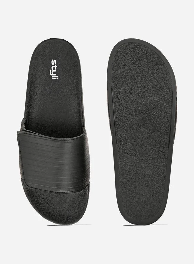 ستايلي Velcro Strap Thick Band Slides