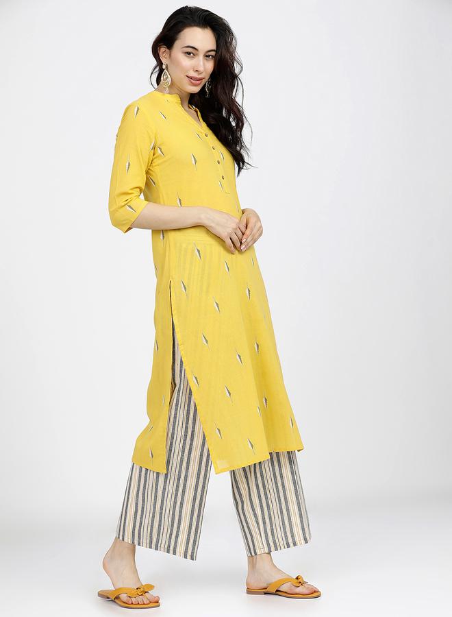 Vishudh Women Yellow Printed Cotton Kurta Set by Styli  - Image 5