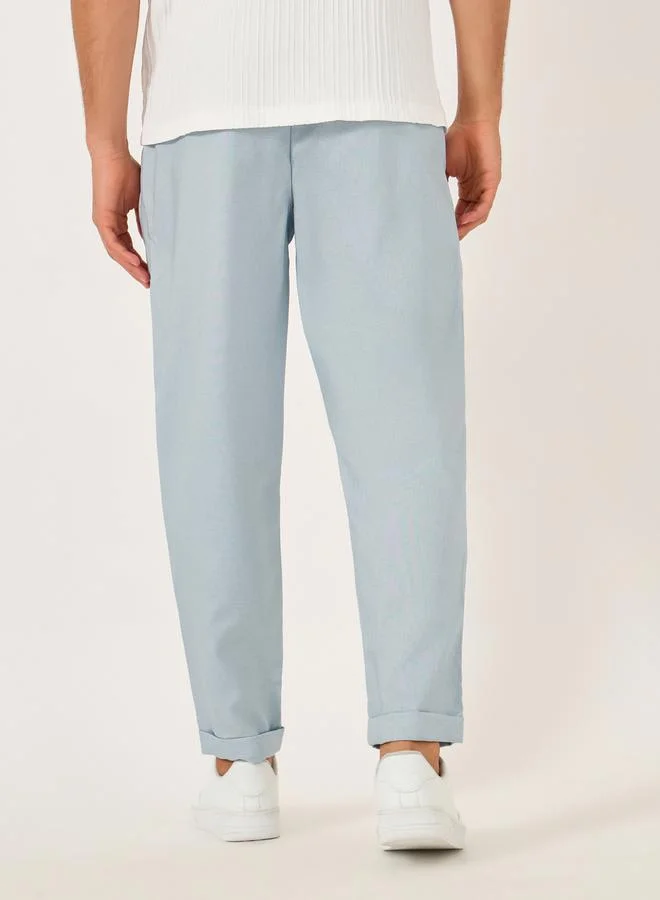 تايك تو بنطلون ستايلي بقصة مريحة وكسرات سادة