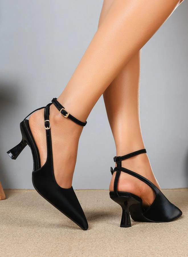 Sneak-a-Peek Sneak-a-Peek Slingback Kitten Heels Pointed Toe Pumps