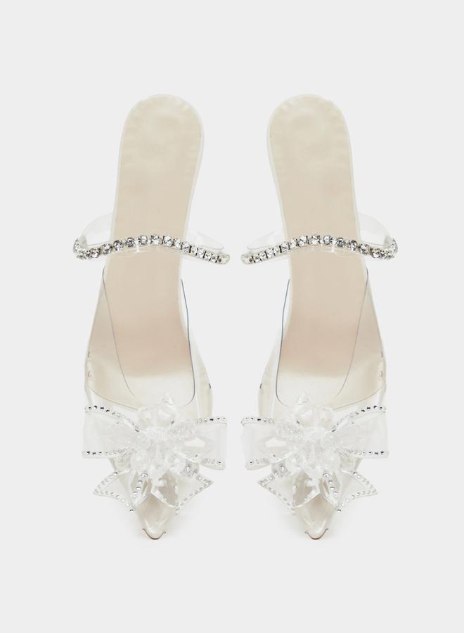 Take Two Bow Detail Transparent Block Heel Sandals by Styli - Image 5