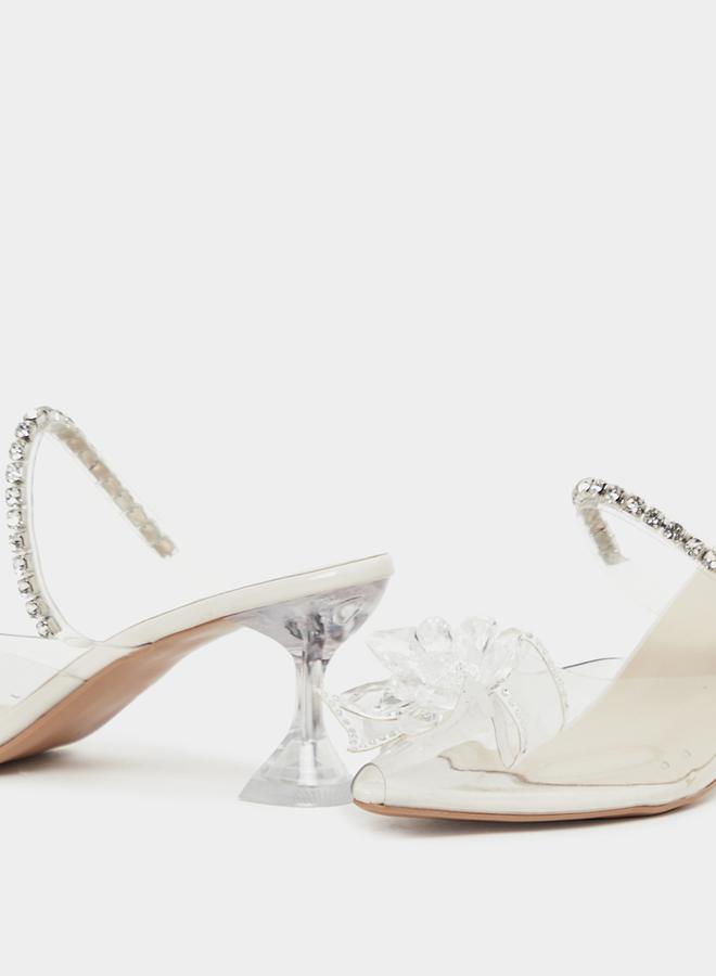 Take Two Bow Detail Transparent Block Heel Sandals by Styli - Image 3