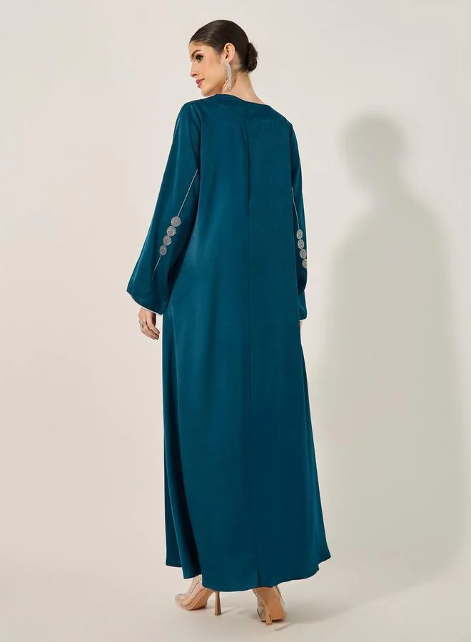 Styli Styli Embellished Satin Sweetheart A-Line Jalabyia