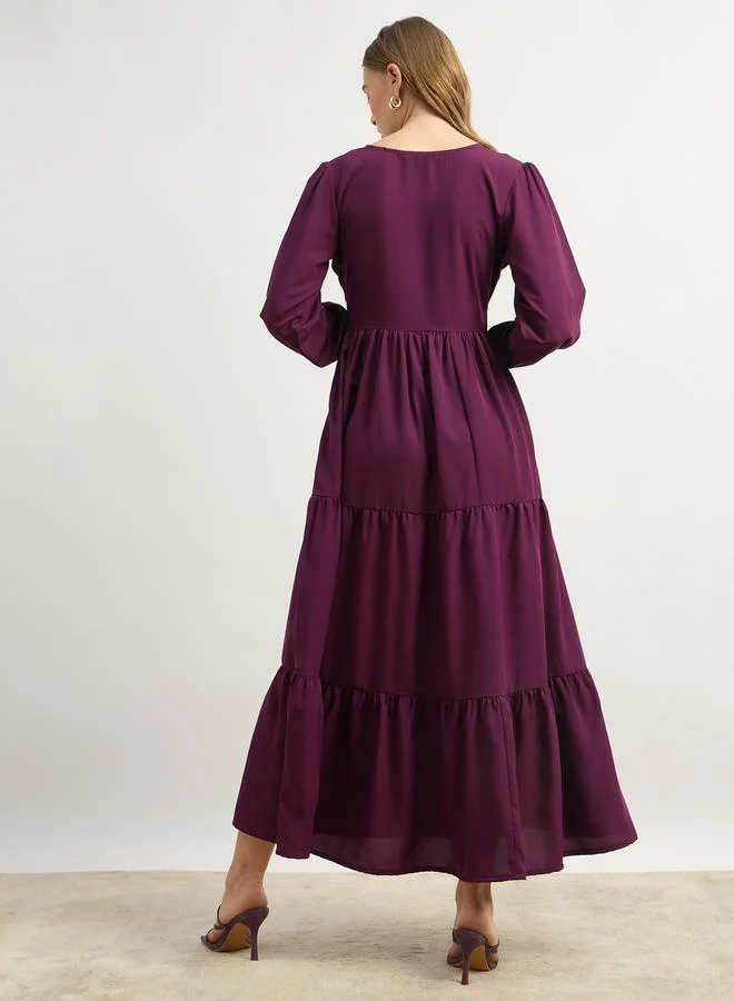Styli Tiered Empire Dress