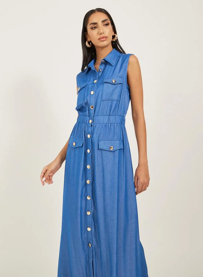 ستايلي Plain Sleeveless A-Line Maxi Dress