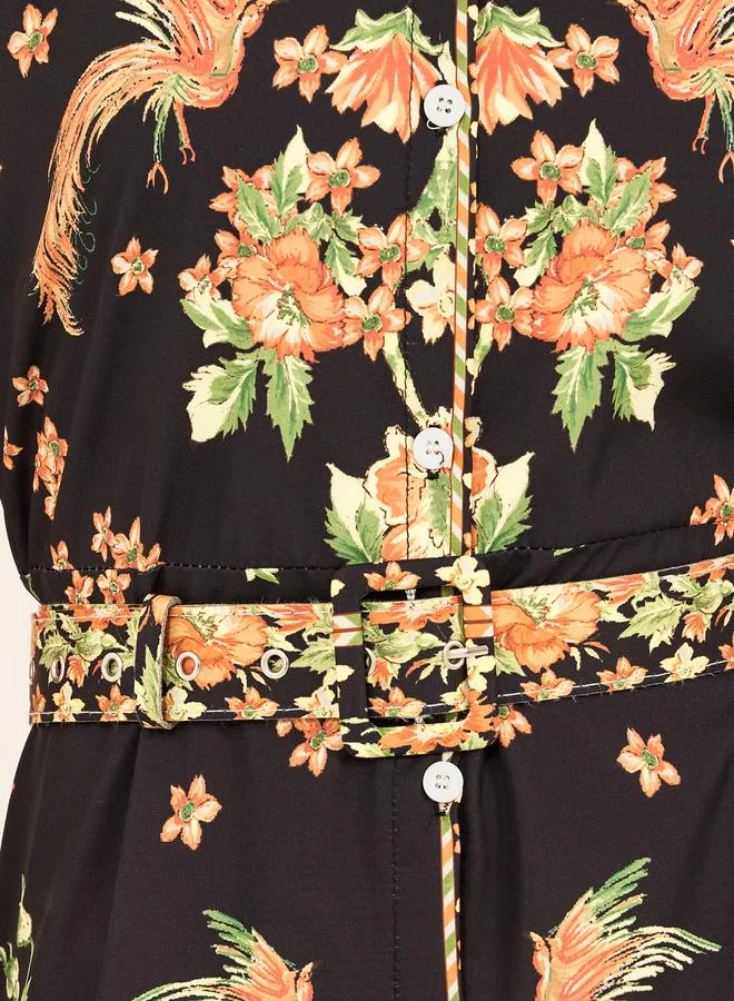 Styli Floral Belted Maxi Dress