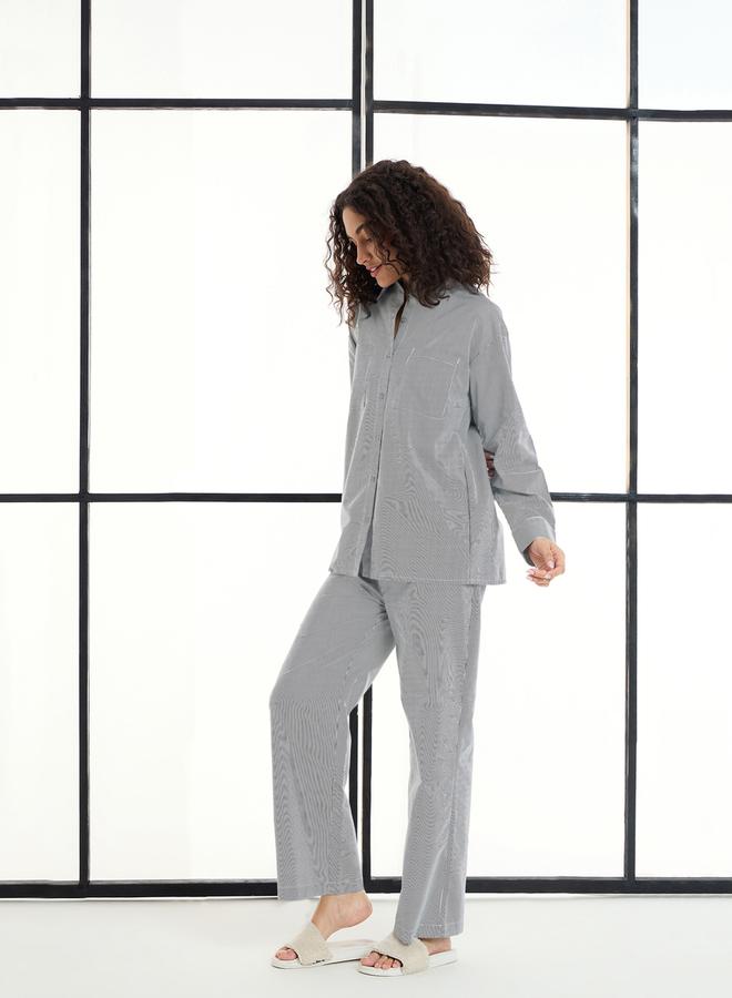 SASSAFRAS Striped Lounge Shirt and Pants Set - Image 3
