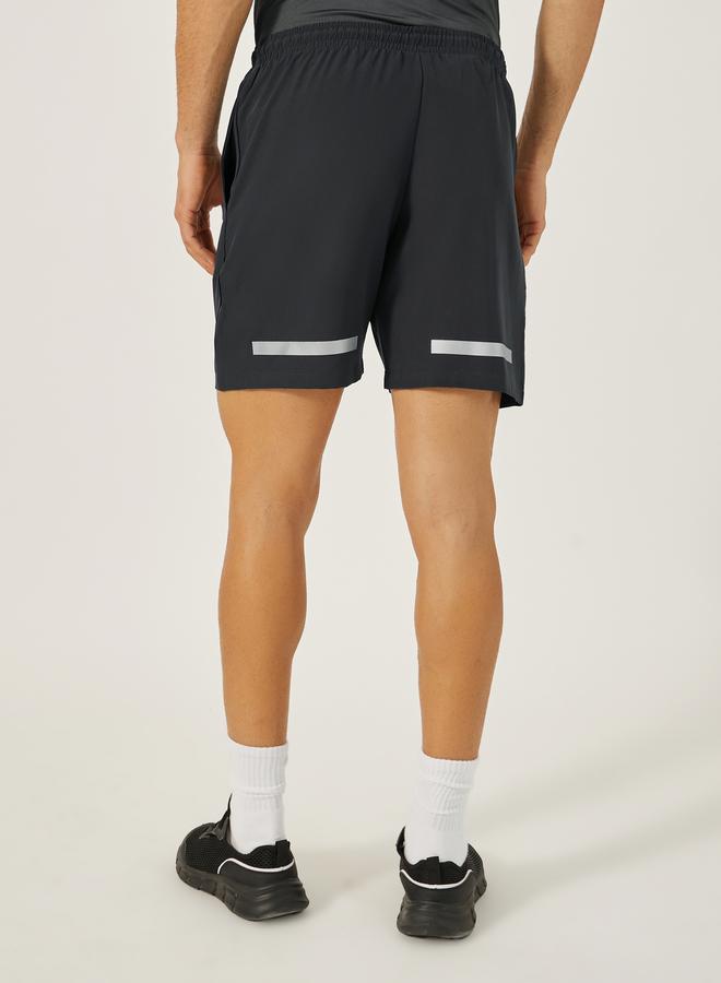 Styli Back Reflector Print Training Shorts with Pockets  - Image 4